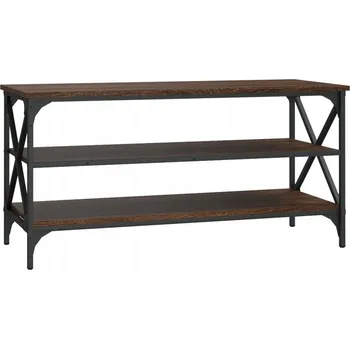 Televizní stolek TV stolek z materiálu na bázi dřeva a železného rámu, hnědý dub, 100x4