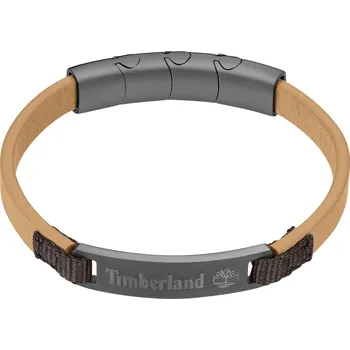 Náramek Timberland pánský náramek kožený světle hnědý TDAGB0002202