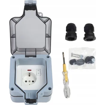 Elektrická zásuvka ZAHRADNÍ ZÁSUVKA S VYPÍNAČEM VODOTĚSNÁ IP66 PRO EXTERIÉR
