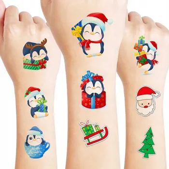 Vánoční dekorace Samolepka filmová, herní TUČŇÁCI DÁRKY SÁNĚ VÁNOČNÍ STROMEK