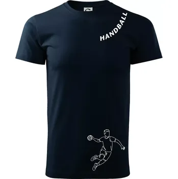 Handball nápis šikmo - Triko extra velké (5-8XL) - 7XL ( Námořní modrá (velmi tmavá - téměř černá) )