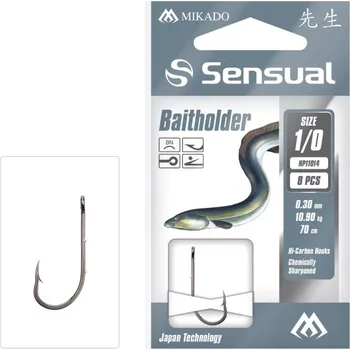 Rybářský háček 8ks Hotový Návazec Mikado Sensual Baitholder No 4 BN Vlasec 0,26mm 70cm
