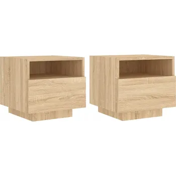 Noční stolek Noční stolek LED RGB z dřevotřísky, dub sonoma, 40x39x37 cm