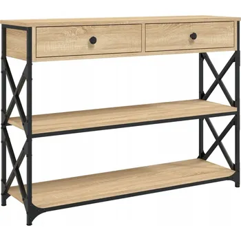 Konferenční stolek Konzolový stolek s kovovým rámem a nastavitelnými nožičkami, dub Sonoma, 100x28