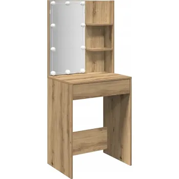 Toaletní stolek Toaletní Stolek s nastavitelným LED osvětlením, dub artisan, 60x40x140 cm