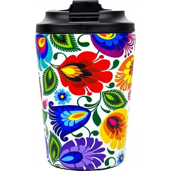 Termohrnek TERMOHRNEK FOLK 350 ML - MOTIV ŁOWICKIE - BÍLÝ FOLKSTAR