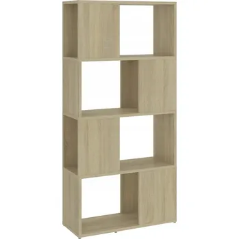 Knihovna Regál, knihovna s přihrádkami, 4 police, dub sonoma, 60x24x124,5 cm