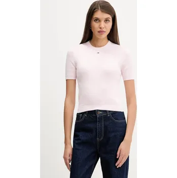 Dámský svetr Bavlněný svetr Tommy Jeans růžová barva, DW0DW19336 03X, vel. XS