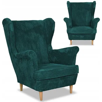 Křeslo Křeslo ušák Bonito skandinávský styl Family Meble tyrkysové manšestr zelené