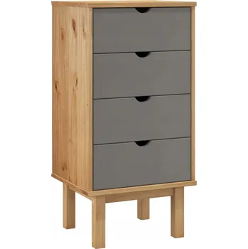 Komoda Dřevěná skříňka OTTA Lite, borovicové dřevo, hnědo-šedá, 45x39x90 cm
