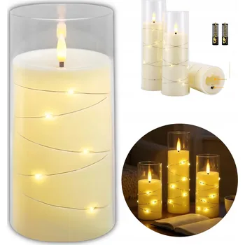 Svíčka SVÍČKA s LED řetězem 17,5 CM PLAMEN EFEKT SVÍČKA NÁHRADNÍ VLOŽKA NA BATERIE EKO N7067