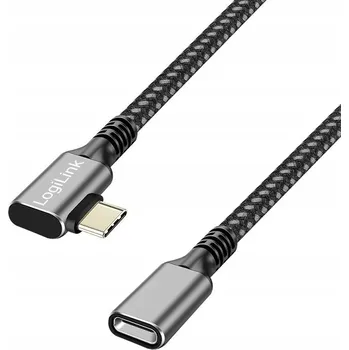 Datový kabel Prodlužovací USB-C kabel C/M-C/F 1m zahnutý 3.2 Gen2 10Gbps 4K 100W PD AV LogiLink