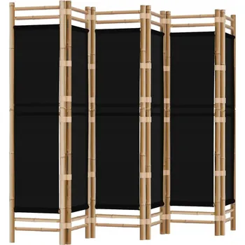 Paraván Paraván bambusový s černým plátnem, 240 x 180 cm, 6 panelů