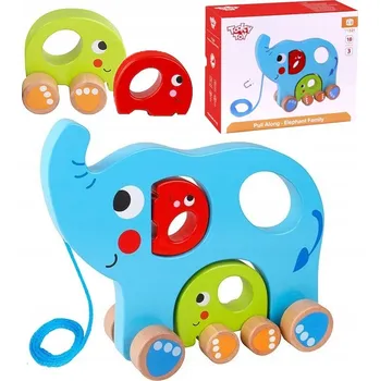 Dřevěná hračka TOOKY TOY Hračka dřevěná sloní rodina 3v1