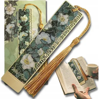 Doplněk ke knize Záložka do knihy kovová jako dárek elegantní zlatá značka plechová