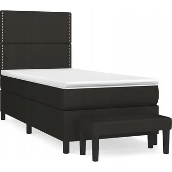 Postel Kontinentální postel černá 203x100x118/128 cm s matrací 100x200x20