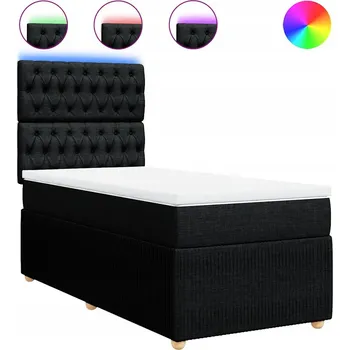 Postel Černá kontinentální postel 190x90 cm s LED, matrace a topper