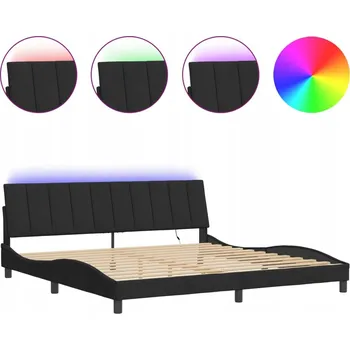 Postel Černý rám postele s LED podsvícením 218 x 205 x 74,5 cm