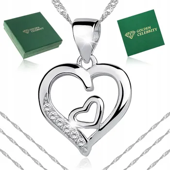 Náhrdelník STŘÍBRNÝ NÁHRDELNÍK SE SRDCEMI 925, ŘETÍZEK A ZIRKON 42 CM, DÁREK