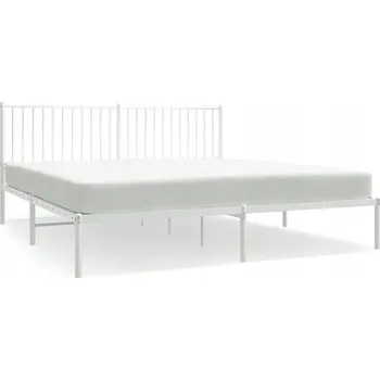 Postel Bílý rám postele z kovu 219 x 187 x 90,5 cm