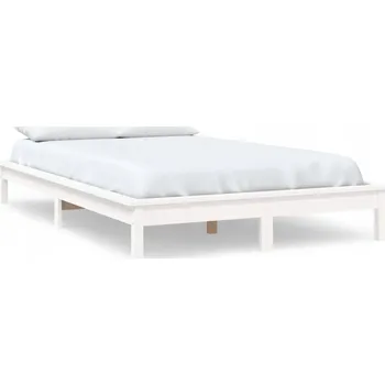 Postel Bílý rám postele z masivního borovicového dřeva 212 x 161,5 x 26 cm