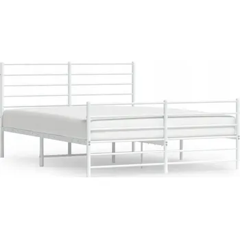 Postel Bílý kovový rám postele 196 x 146 x 90 cm s čelem