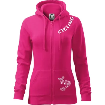 Dámská mikina Cycling nápis šikmo - Dámská mikina trendy zipper s kapucí - XS ( Purpurová )