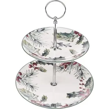 Vánoční dekorace Stojan na cukroví porcelánový 3patrový Vánoční motiv