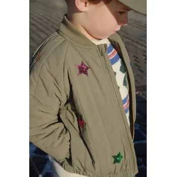 Chlapecká bunda Dětská bomber bunda Konges Sløjd JUNO SEQUIN BOMBER JACKET KS104321.PreSpring zelená 78X, vel. 110-116