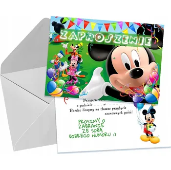 Pozvánka POZVÁNKY PRO DĚTI DĚTSKÉ NAROZENINOVÉ Mickey Mouse + OBÁLKA
