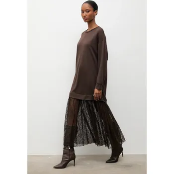 Dámské šaty Šaty Answear.LAB hnědá barva, maxi, oversize 55705.iok 88X, vel. M