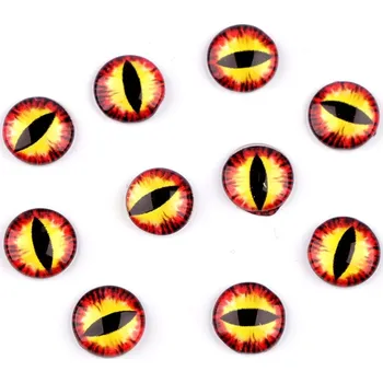 Skleněné oči k nalepení kočka, drak Ø10 a 12 mm, malé, 10 (10 mm) žlutá červená