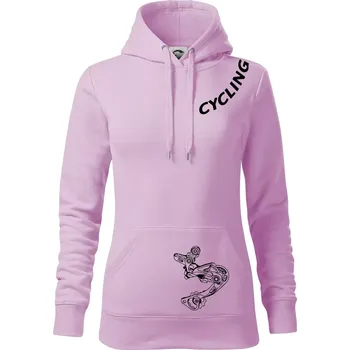 Dámská mikina Cycling nápis šikmo - Mikina dámská Cape s kapucí - L ( Orchid )
