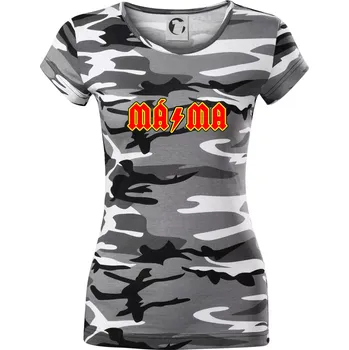 Dámské tričko Rocková rodina - máma - Dámské maskáčové triko - XS ( Šedý maskáč )