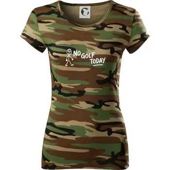 Dámské tričko No Golf Today - Dámské maskáčové triko - L ( Hnědý maskáč )