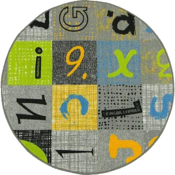 Koberec Průměr 80 cm ŠEDÝ KULATÝ BAREVNÝ KOBEREC DĚTSKÝ