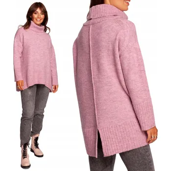 Dámský svetr BeWear dámský svetr růžový volný střih délka k bokům velikost L/XL