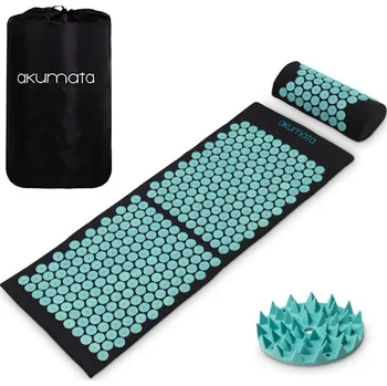 Masáž Akumata Akupresurní podložka 110 x 43 cm + polštář s akupresurními hroty černá/tyrkysová