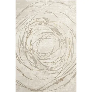 Koberec MODERNÍ KOBEREC KRÉMOVÝ BÉŽOVÝ ZLATÝ SE ZLATÝMI LESKLÝMI KRUHY ALLORA 120x170 cm