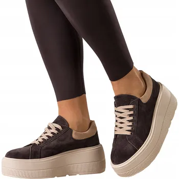 Dámská obuv Dámské SNEAKERS boty Čokoládové BARVY Kožené Sportovní Pohodlné ŠNĚROVACÍ vel. 36