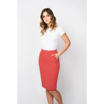 Dámská sukně Italian Fashion oranžová rovná midi Sukně vel. S Elegantní