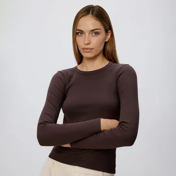 Dámské tričko Reserved - Top s dlouhými rukávy - tmavě hnědá - 339JZ-89X - 339JZ-89X-XL