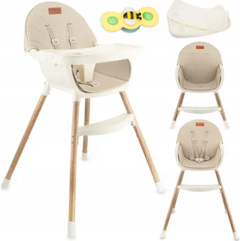 Jídelní židlička Jídelní židlička 2v1 - MoMi REKI BÉŽOVÁ - Dvojitý tác, opěrka nohou