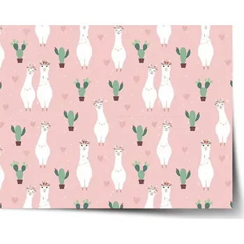 Plakát Sablio Plakát Lama a kaktusy - 60x40 cm