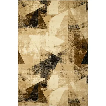 Koberec 80x150 cm KOBEREC SUPER ROSE HNĚDÝ BÉŽOVÝ KRÉM S TROJÚHELNÍKY JAKO PŘETÍRATELNÝ