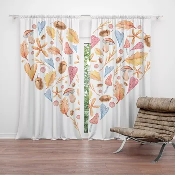 Závěs Sablio Závěs Podzimní srdce: 2ks 140x250cm