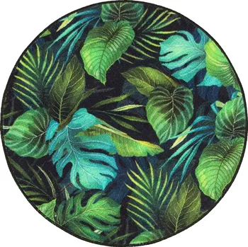 Koberec Průměr 120 cm KULATÝ KOBEREC PALMOVÉ LISTY MONSTERY LAHVOVÁ ZELEŇ DO OBÝVACÍHO POKOJE