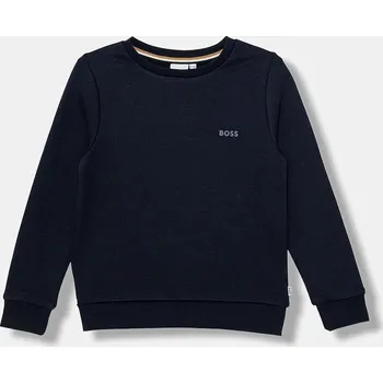 Chlapecká mikina Dětská mikina BOSS tmavomodrá barva, hladká, J52348 J52348.114.150 59X, vel. 150