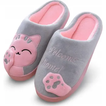 Dámské pantofle Teplé plyšové pantofle RŮŽOVÁ KOČKA velikost 38-39 (P028) qg