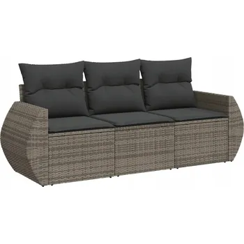 Sedací souprava Ratanová sedací souprava, šedá, 55x62x69 cm
